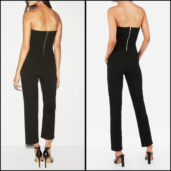NWT Express Stretchy Strapless Sweetheart Neckline Black Jumpsuit Size 2 - Picture 2 of 5